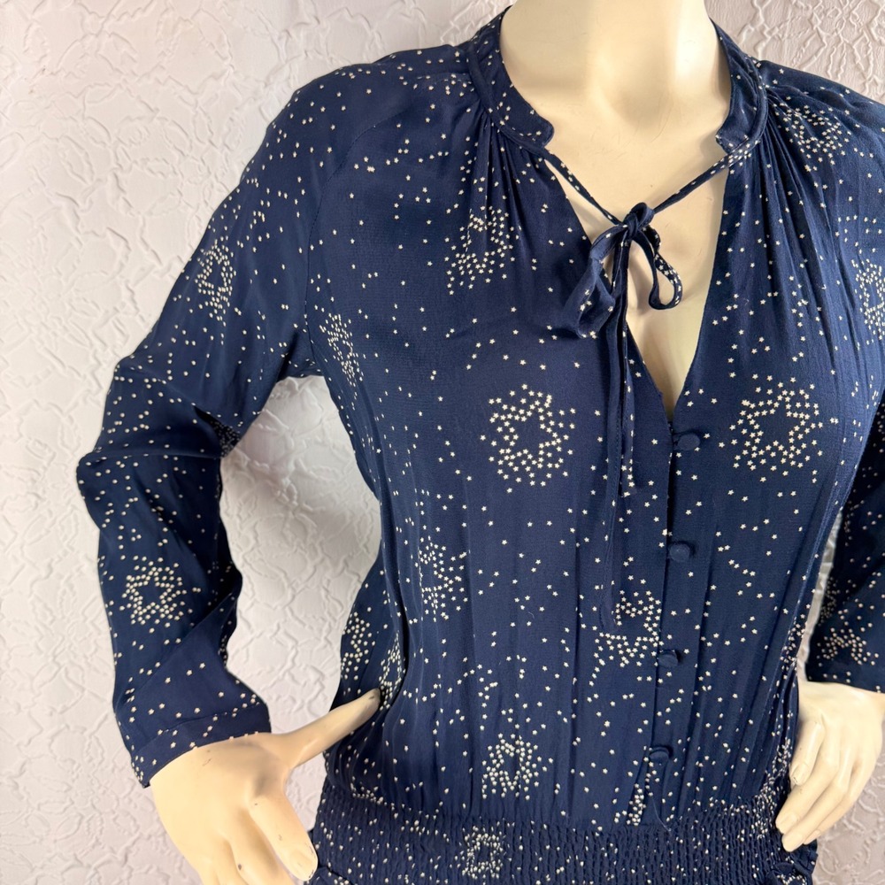 Rails Star Constellation Smocked Mini Dress Navy Blue Womens Medium - Picture 7 of 10